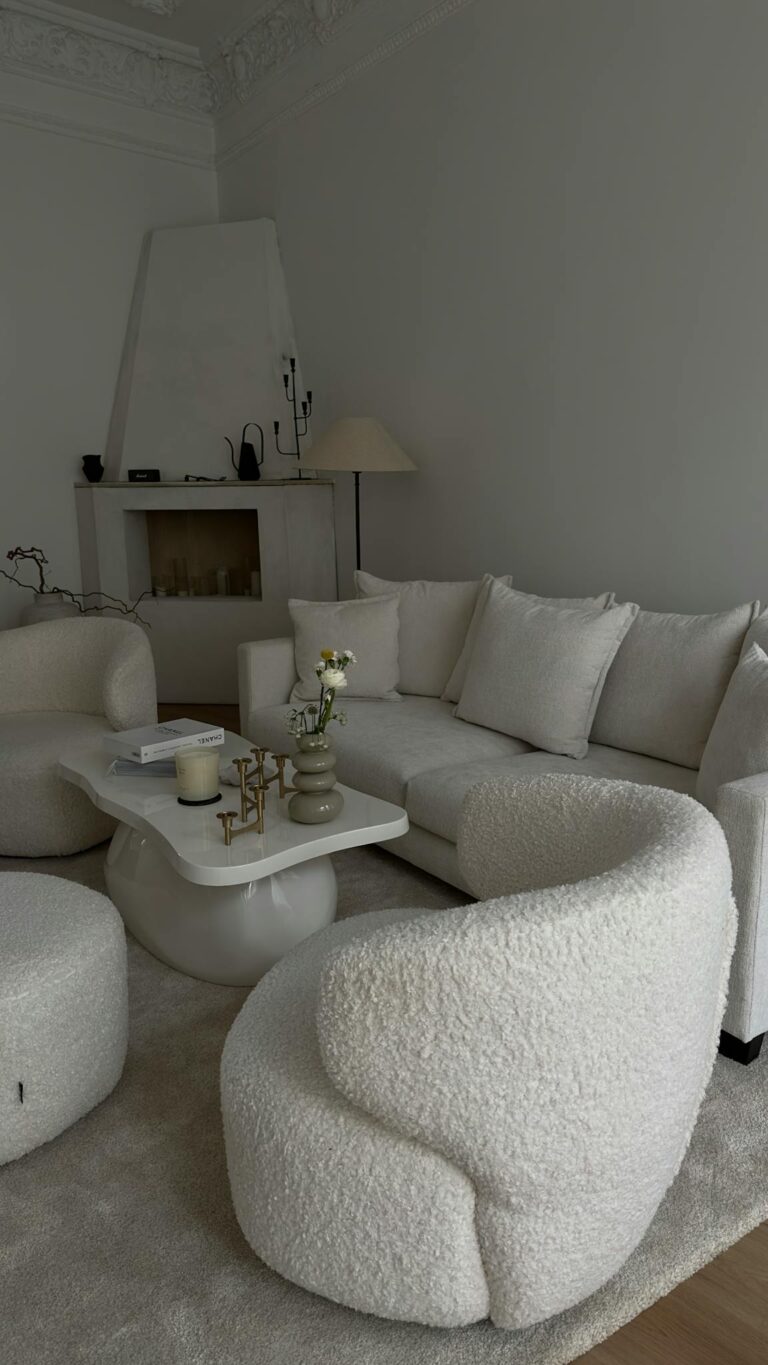 Cozy and stylish living room with modern furniture and neutral tones in Vilnius.